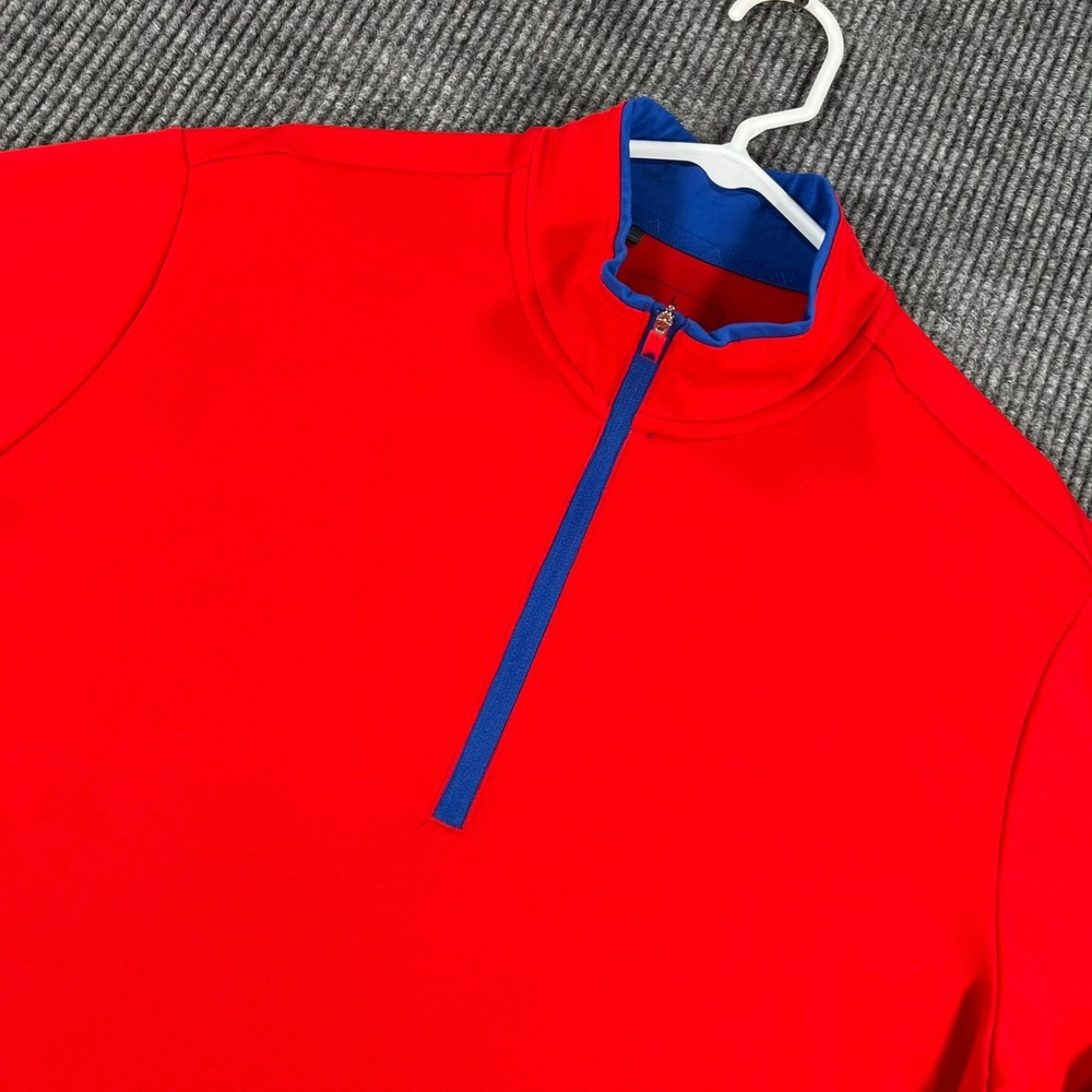 Adidas Pullover Shirt Mens Large Red Long Sleeve Golf Athletic 1/4 Zip Casual